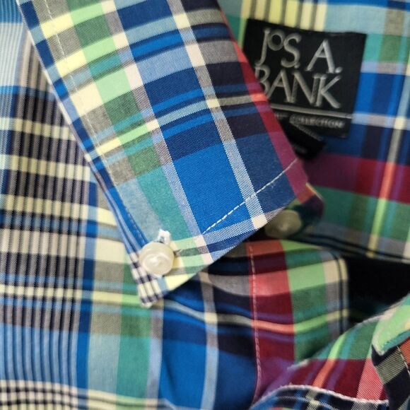 Jos. A Bank Green / Blue Plaid Shirt - Size Large - Picture 4 of 4